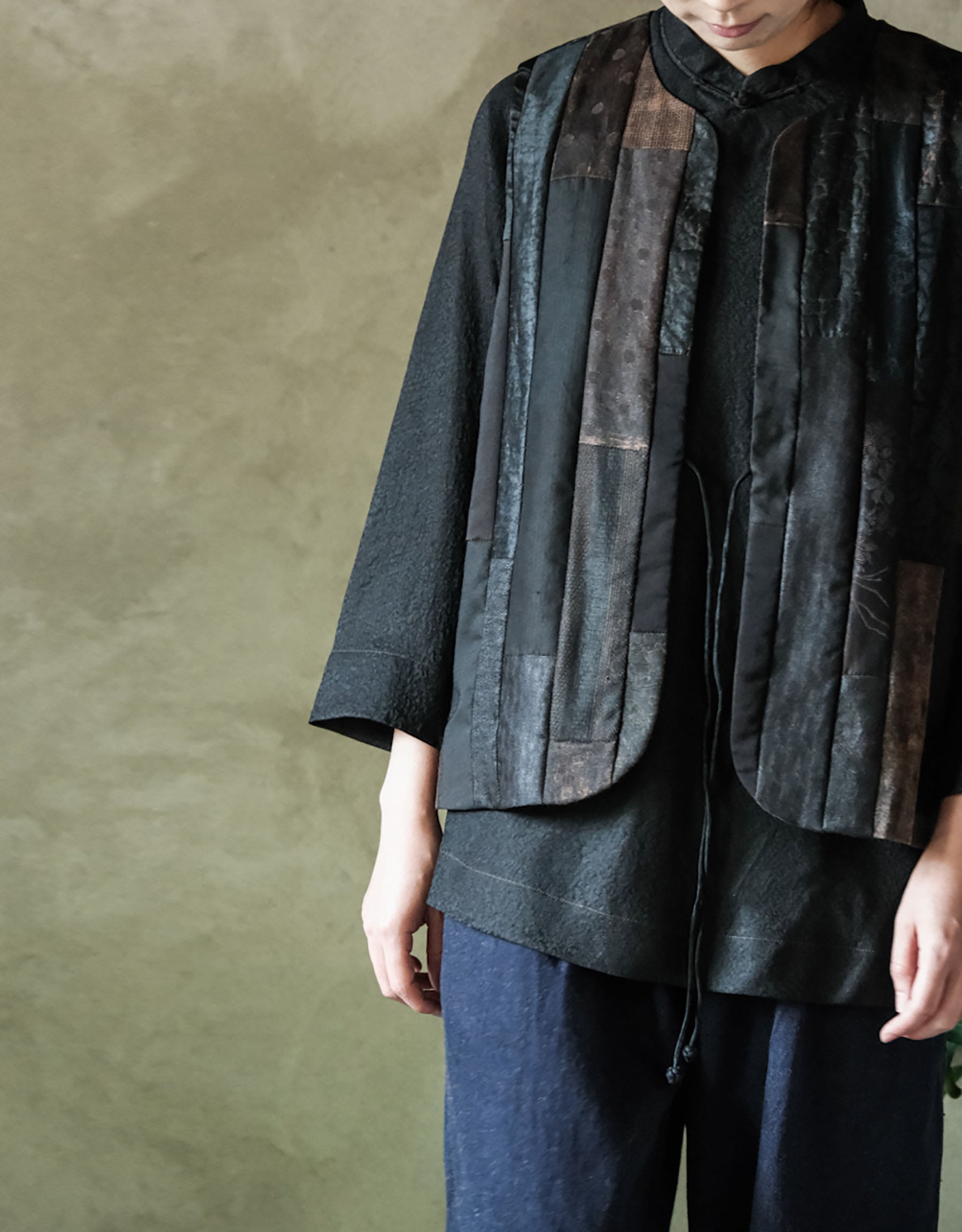 edoa Mud Silk Patchwork Vest 