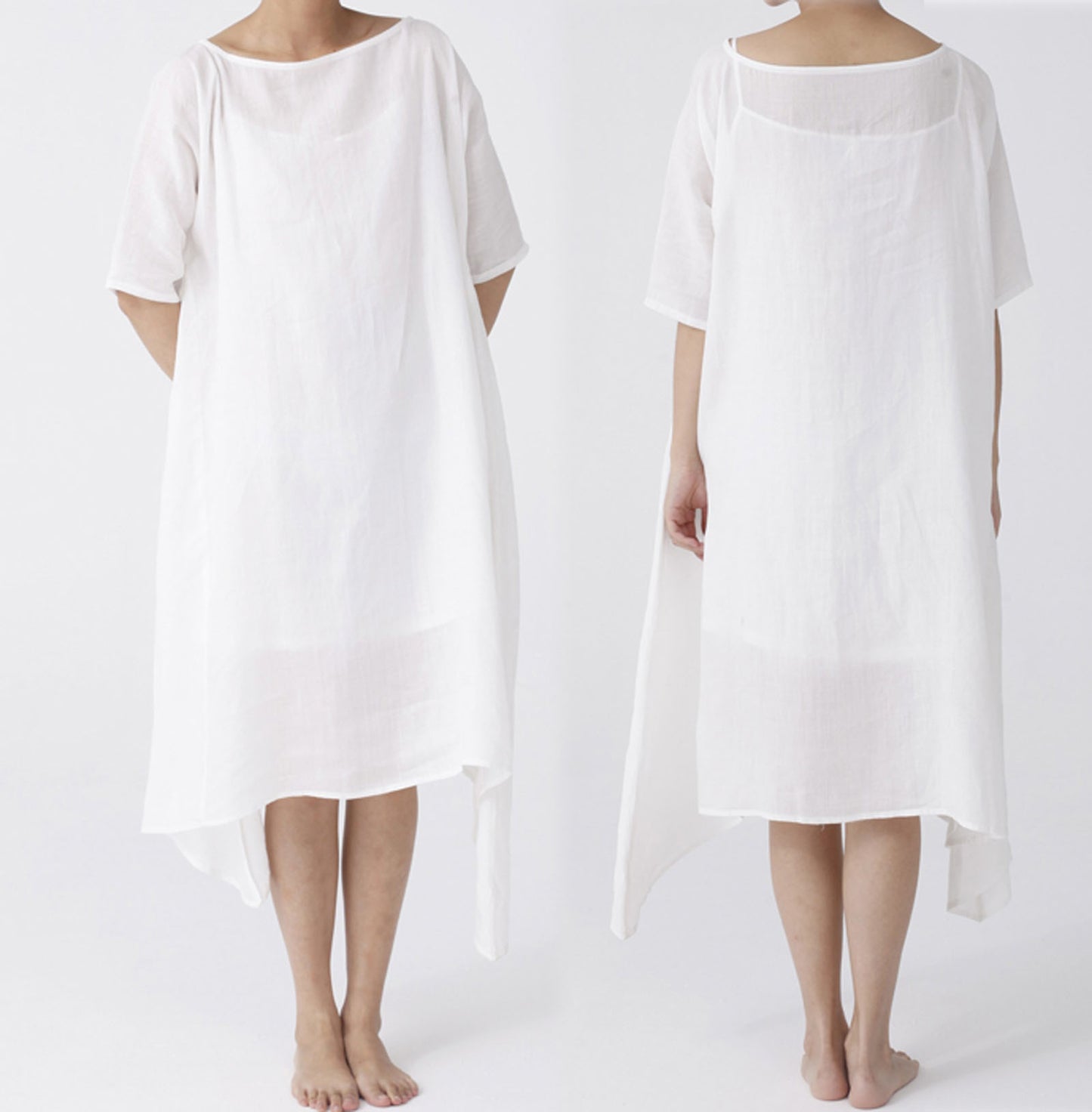 edoa Boat Neck Half Sleeves Shirt Dress