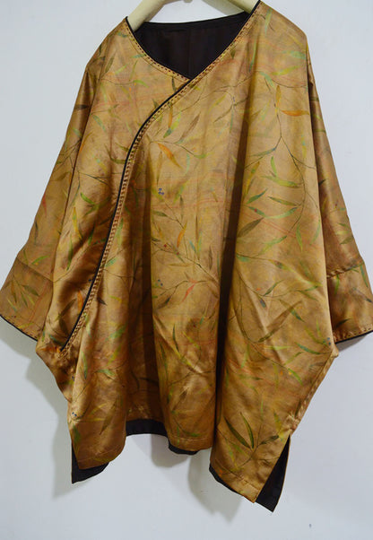 Super Loose Printed Mud Silk Charmeuse Pullover Top to0091 A883