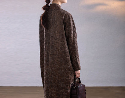 edoa Mud Noil Silk Rayon Blend Jacquard Cocoon Coat