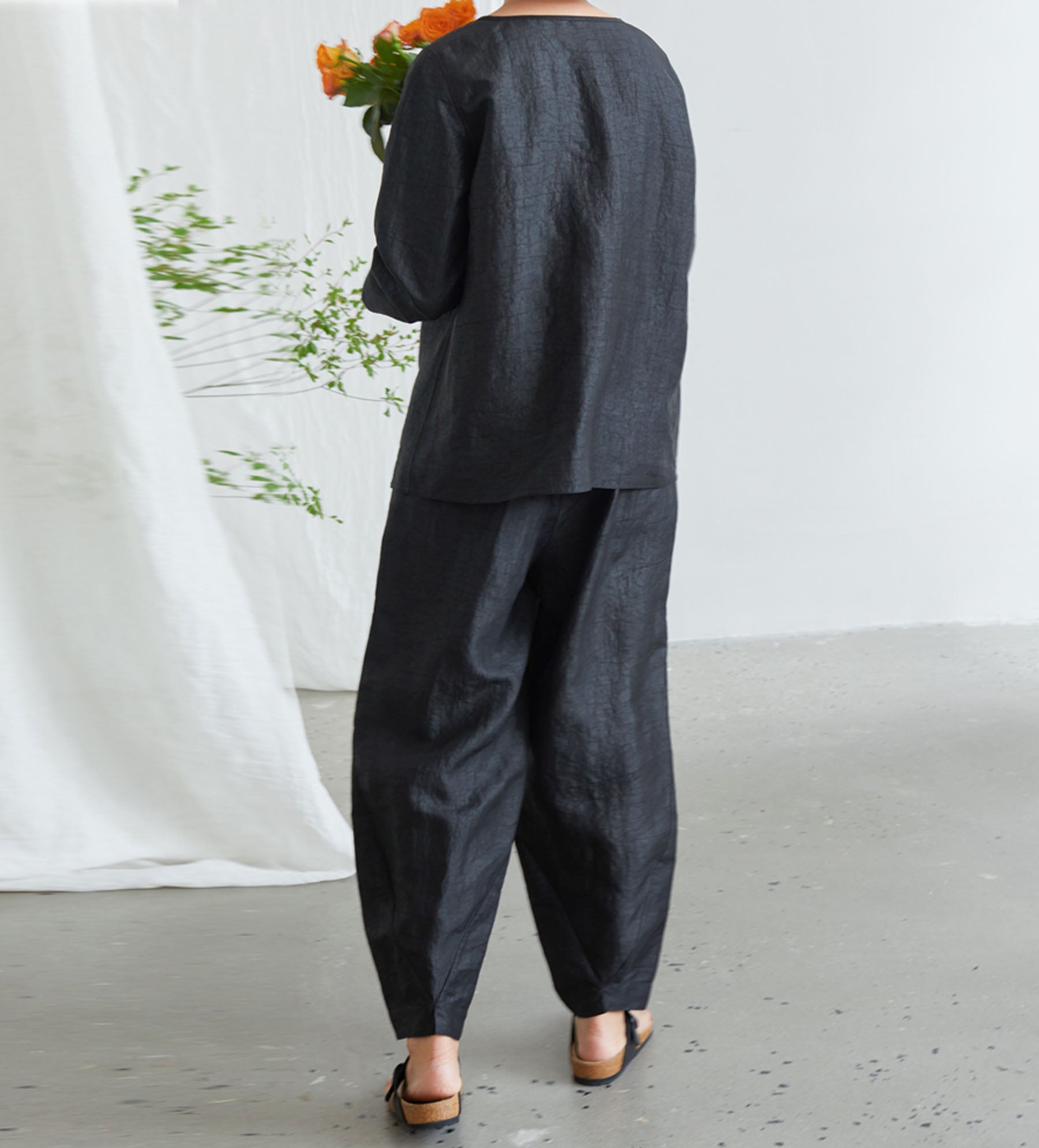 edoa Distressed Mud Silk Tapered Pants