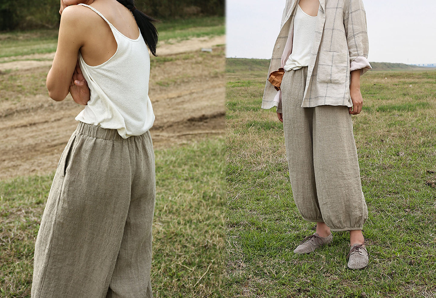 edoa Flax Linen Lantern Pants 