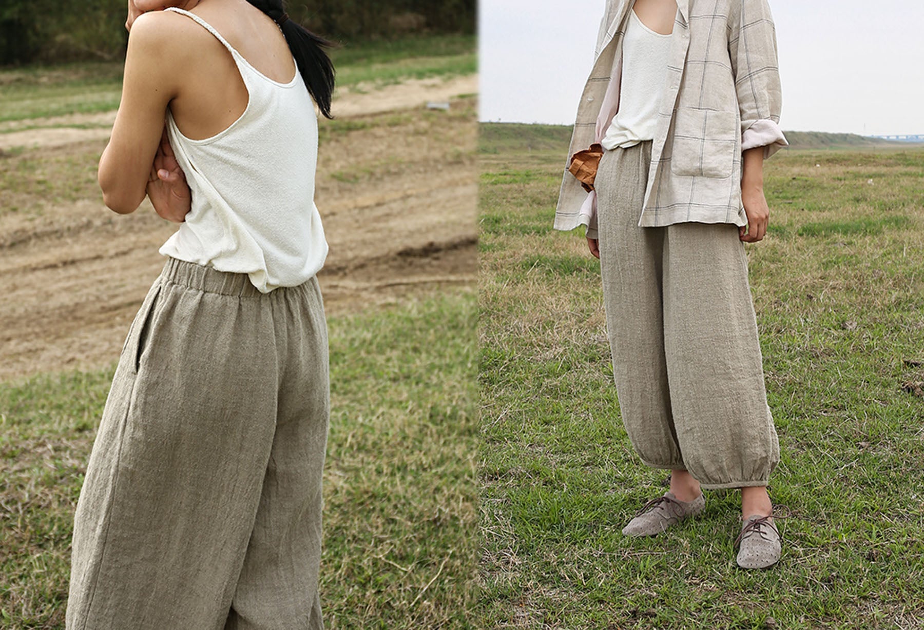 edoa Flax Linen Lantern Pants 