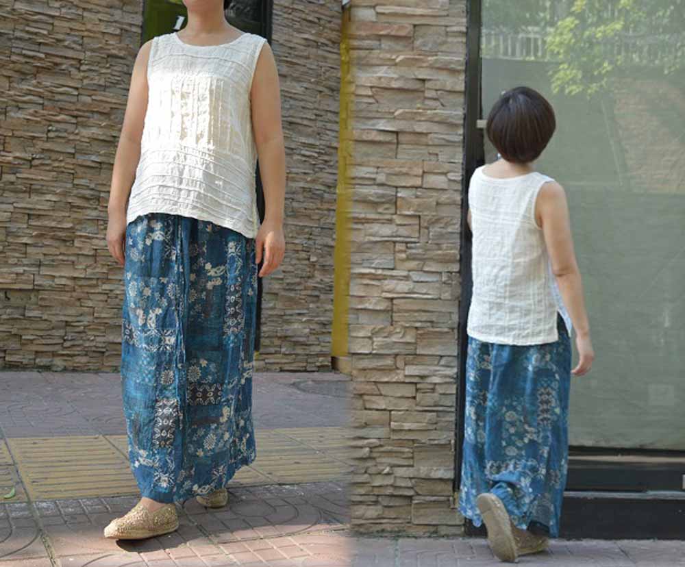 Pintucked Linen Tank Top to0282 500