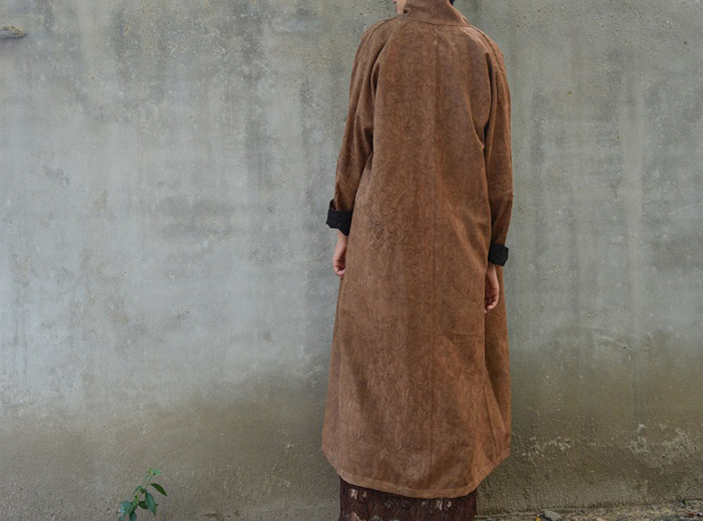 edoa Reversible Double Layer Mud Silk Linen blend Coat 