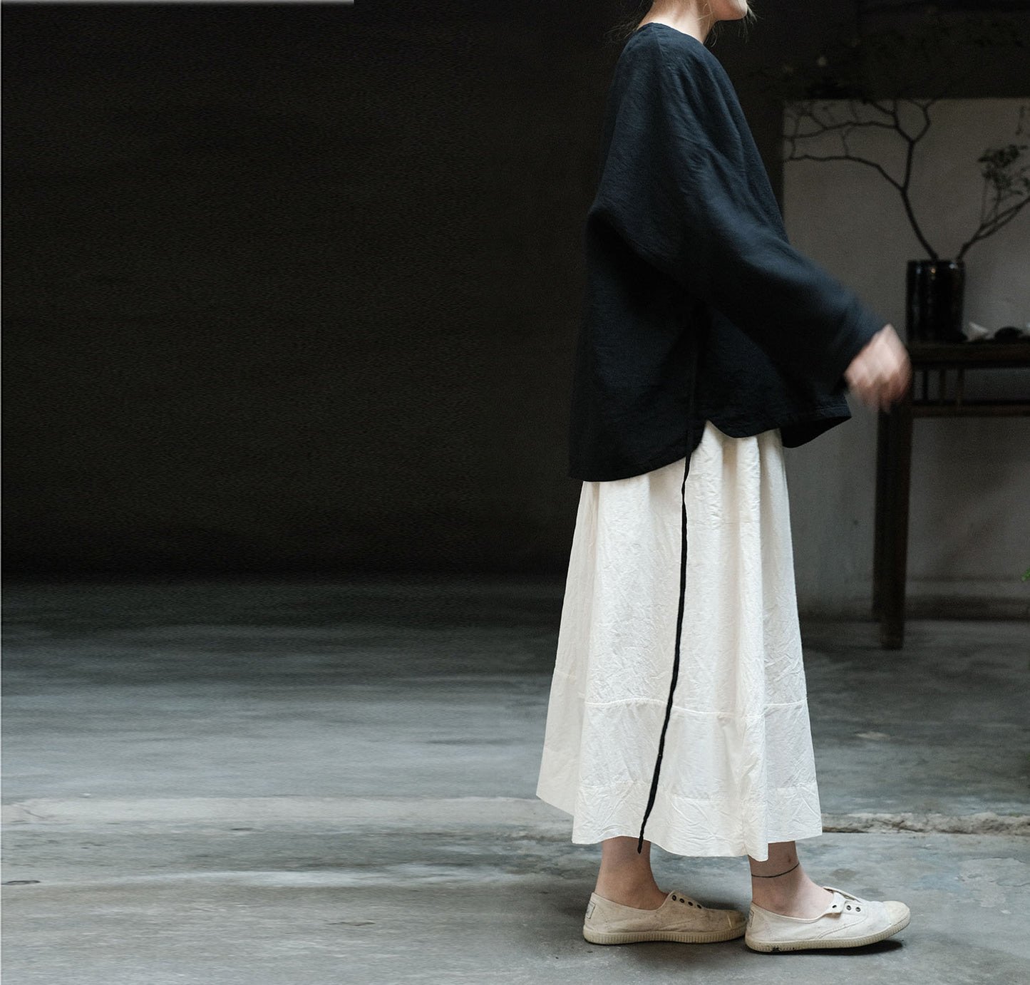 edoa Linen Open Front Tie Jacket