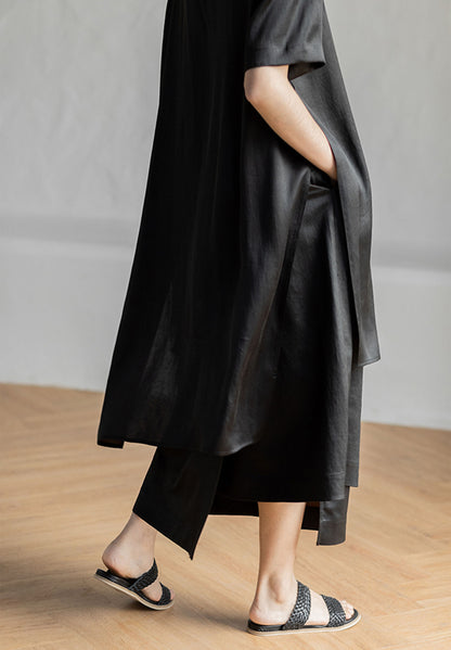 edoa Loose Fitting Mud Silk Crepe Satin Tunic