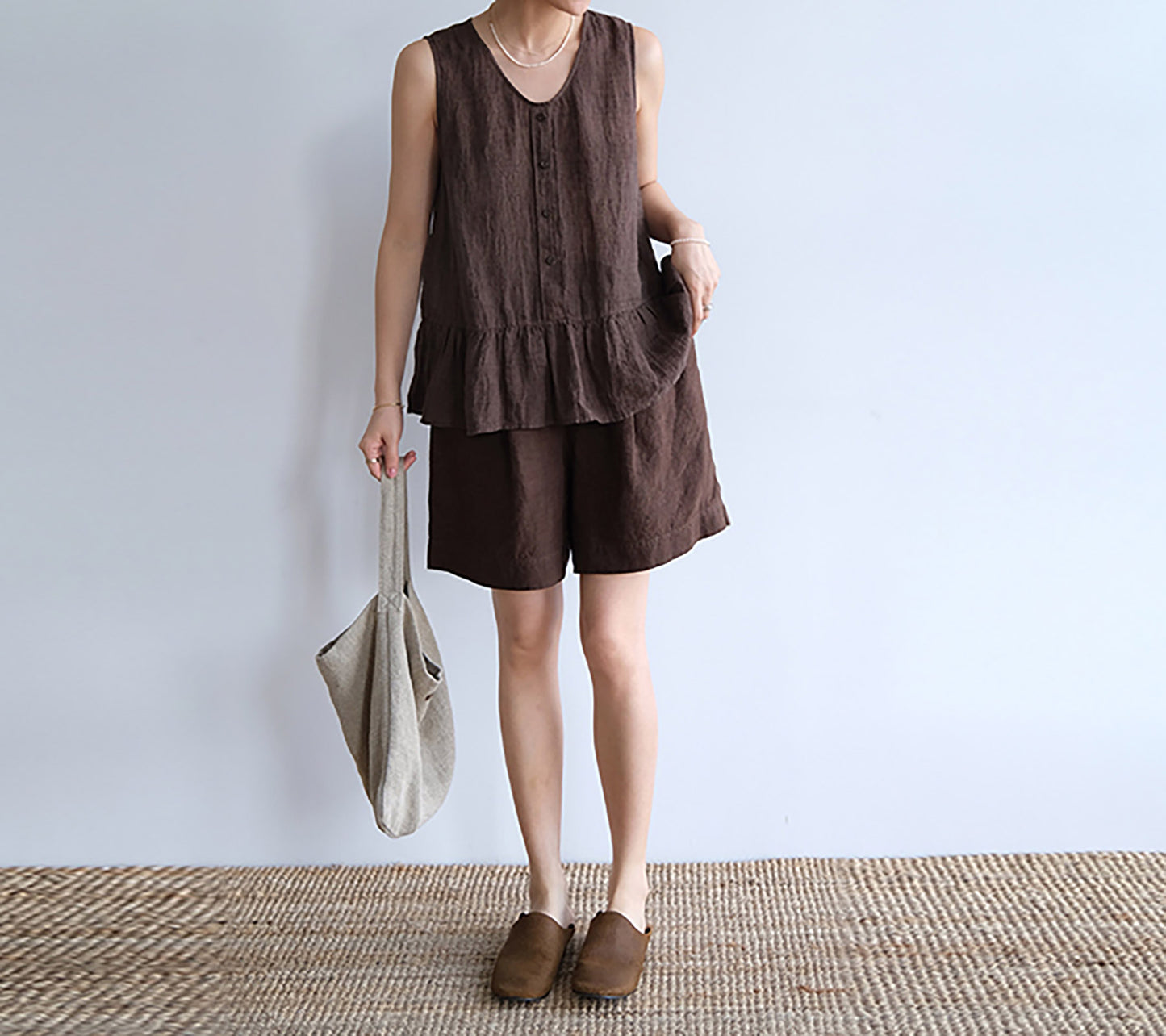 edoa Yarn Dyed Linen Summer Shorts