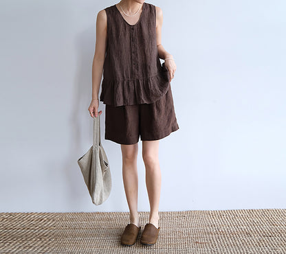 edoa Yarn Dyed Linen Summer Shorts