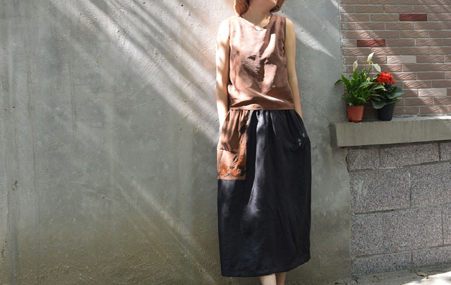 edoa Reversible Mud Silk Skirt with Hand Embroidery