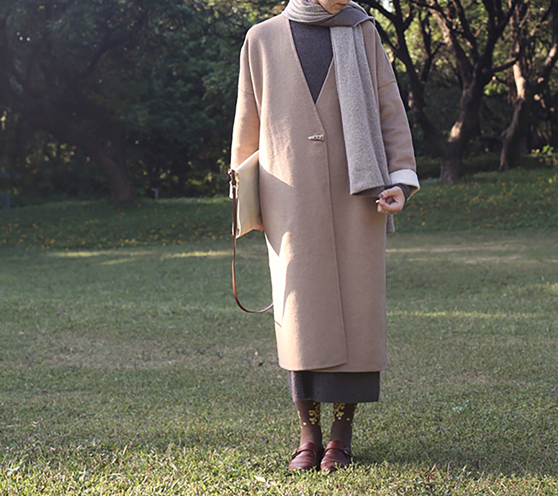edoa Two-tone Double-faced Wool Coat