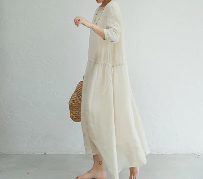 edoa High Count Ramie Cinch Dress