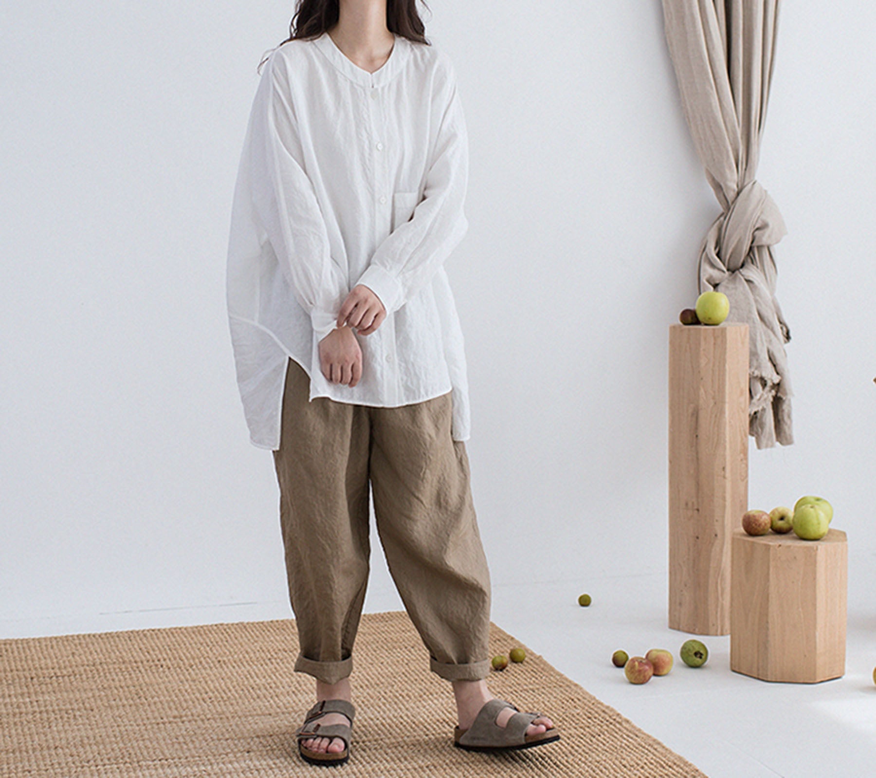 edoa High Count Washed Linen Artist Shirt