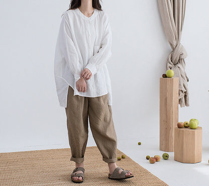 edoa High Count Washed Linen Artist Shirt
