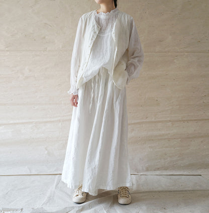 edoa Pintucked High Counted Ramie Blouse