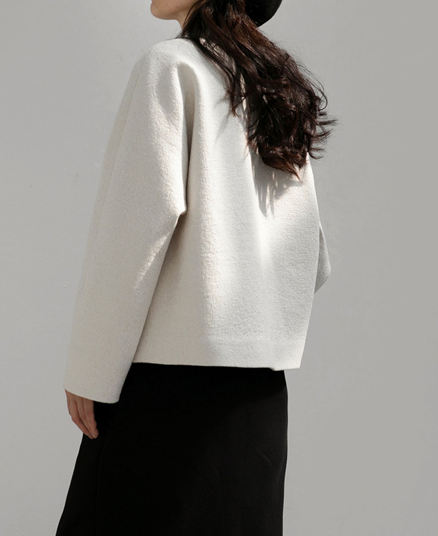 edoa Boiled Wool Short Chinese Coat 