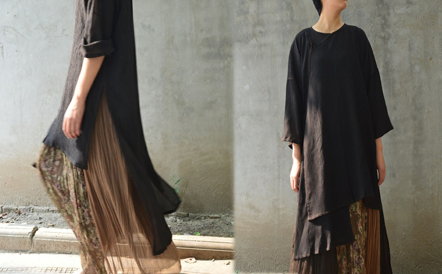 edoa Reversible Mud Silk Tunic Top