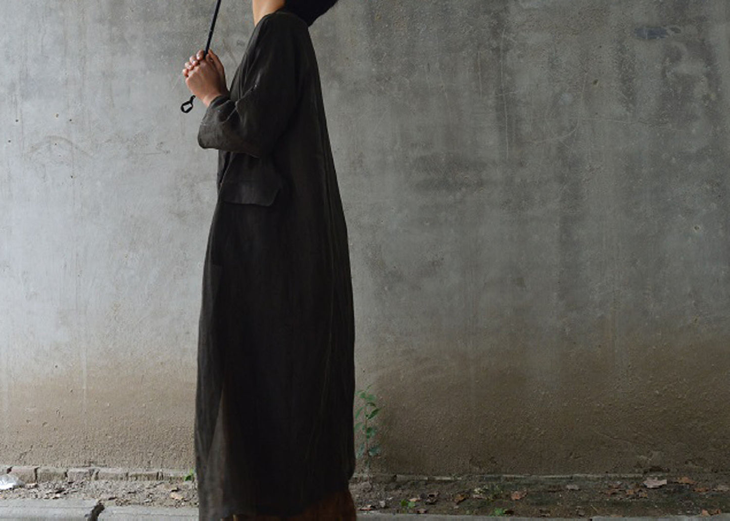 edoa Distressed Mud Silk Trench Coat