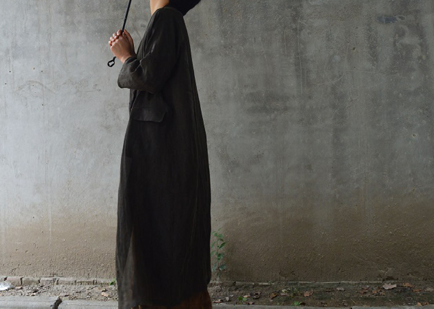 edoa Distressed Mud Silk Trench Coat