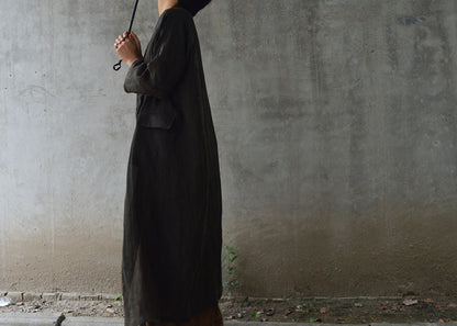 edoa Distressed Mud Silk Trench Coat