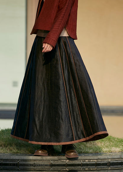 edoa Cracked Mud Silk Padded Chinese Mamianqun Pleated Skirt