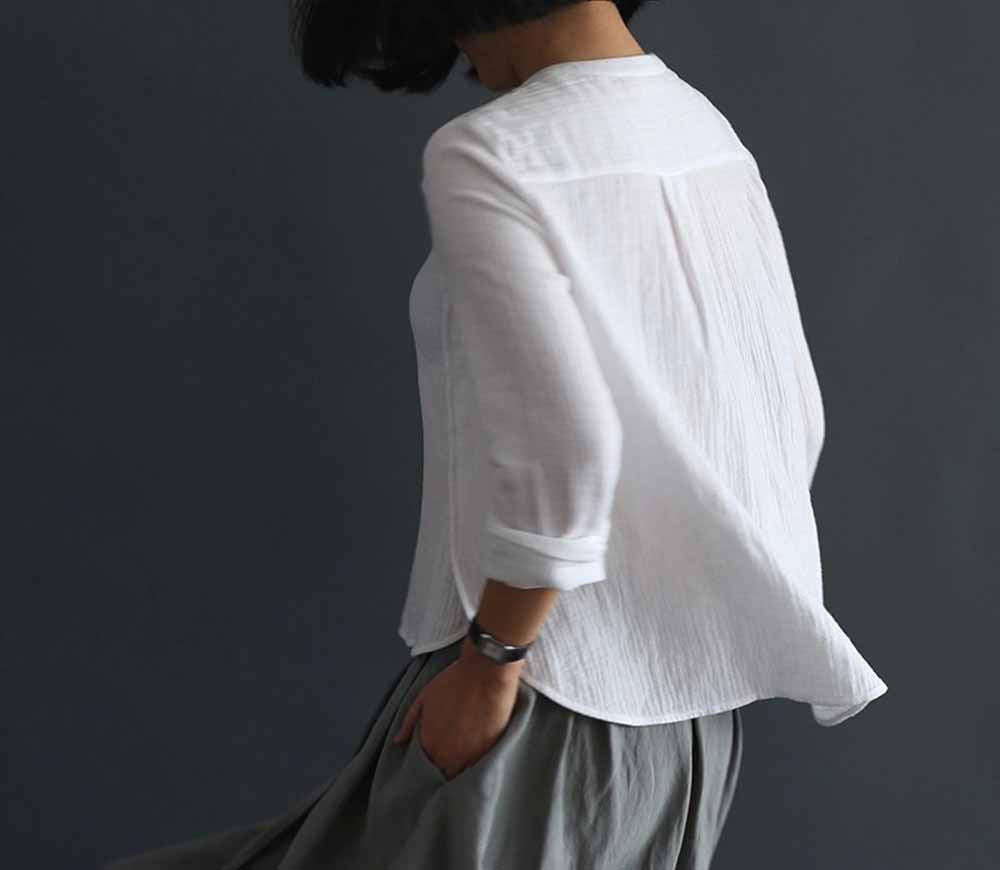 edoa Layered Cotton Buttoned Top