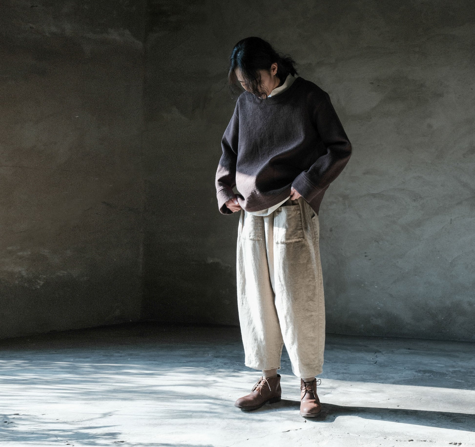 edoa Flax Linen Padded Harem Pants