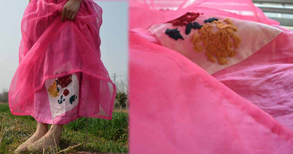 edoa Silk Organza Skirt with Hand Ebroidery 