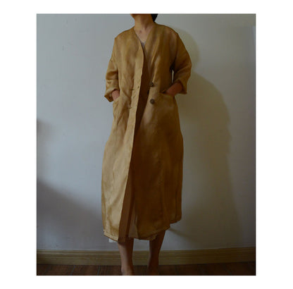 edoa Distressed Silk Organza Trench Dust Coat