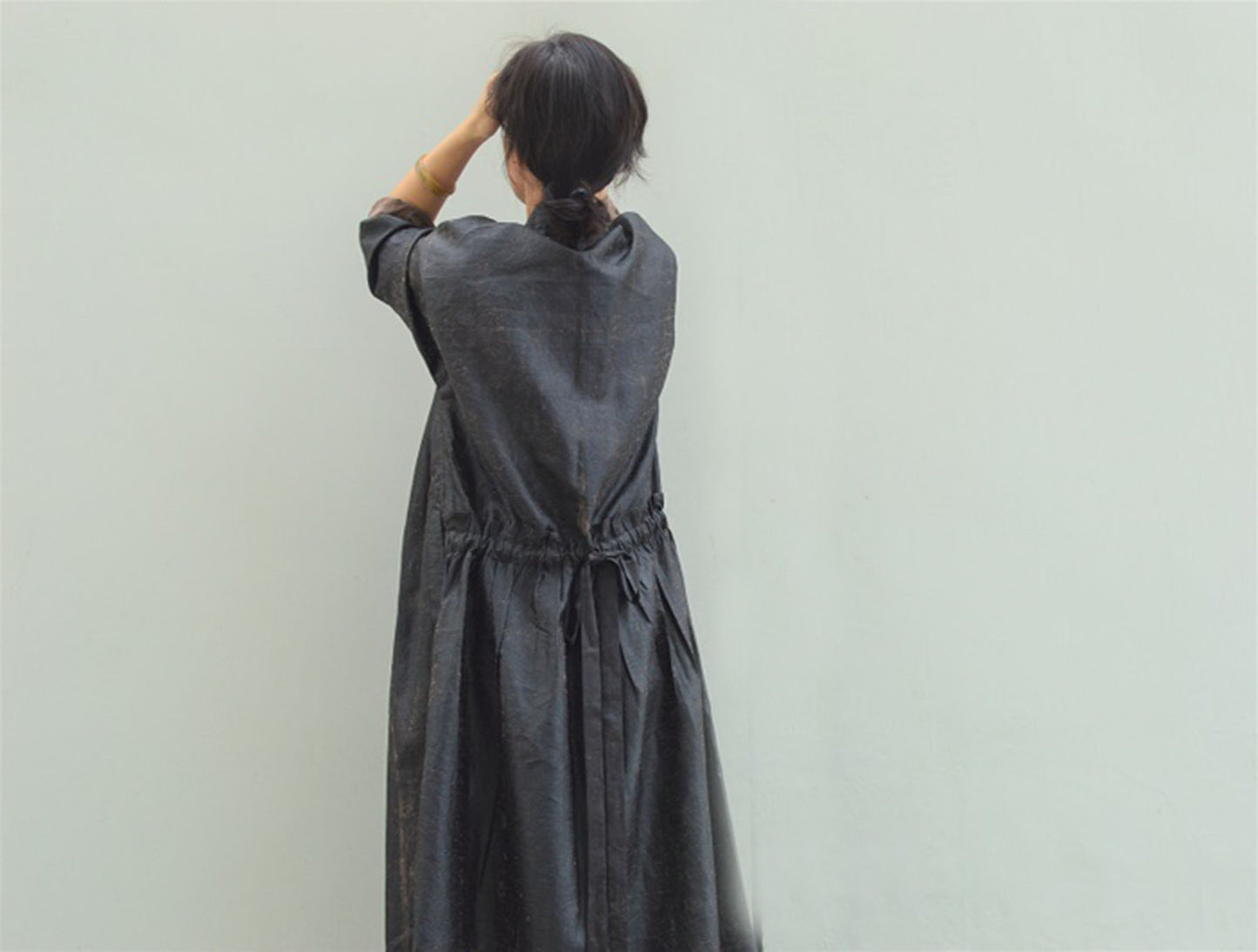 edoa Cracked Mud Silk Duster Coat 