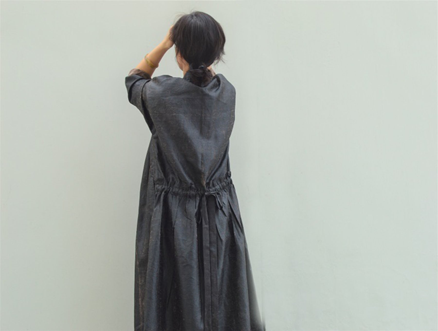 edoa Cracked Mud Silk Duster Coat 