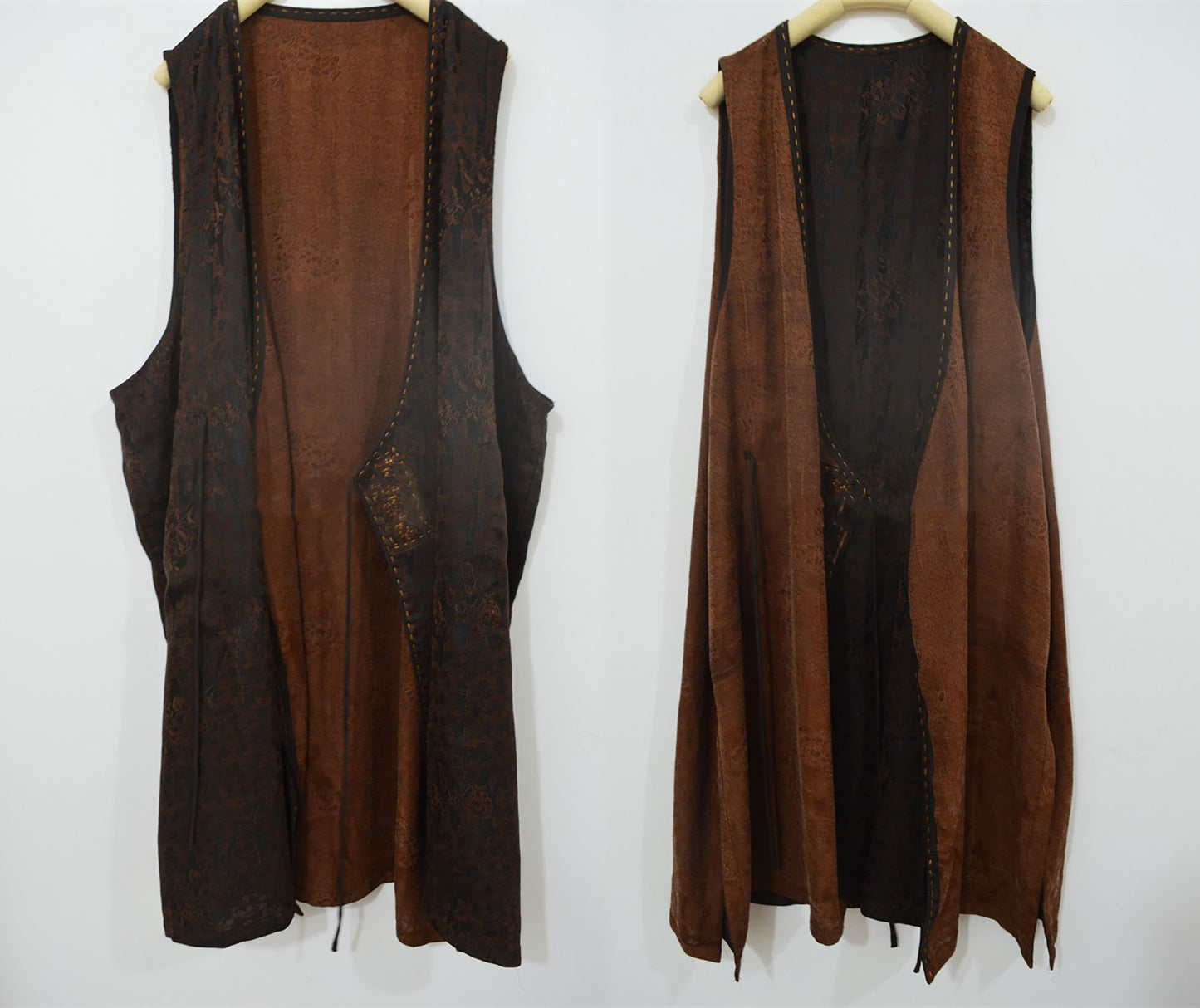 Reversible Mud Silk Jacquard Long Vest to0159 X153