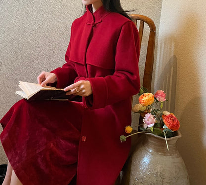 edoa Premium Double Faced Wool New Chinese Style Coat