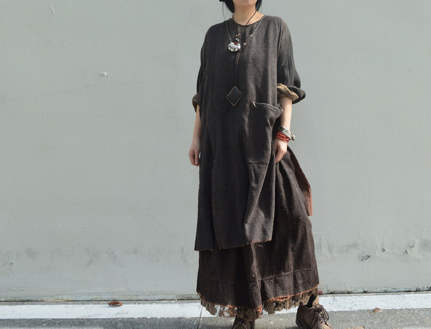 edoa Loose Fitting Mud Tussah Silk Tank Dress
