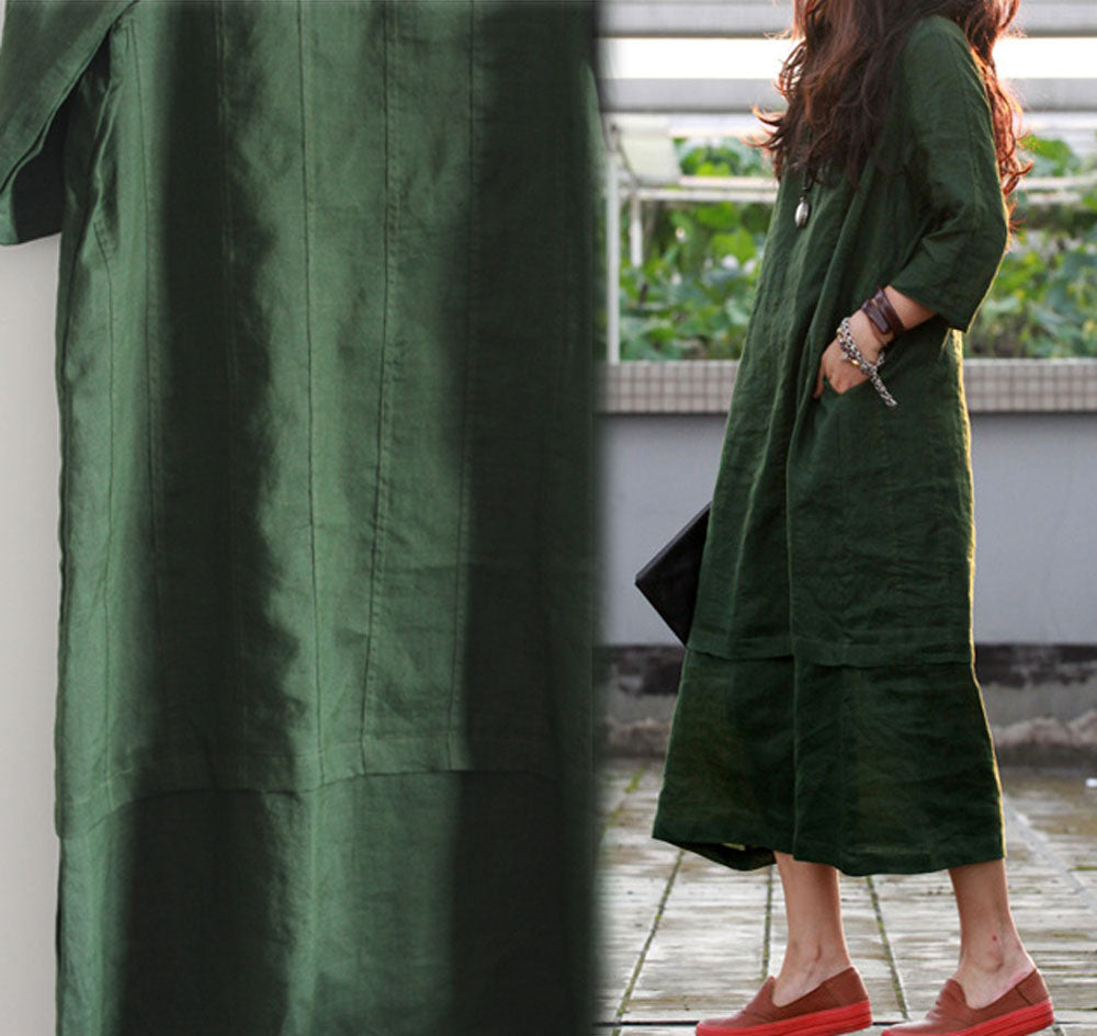 edoa Three Quarters Sleeve Long Dress