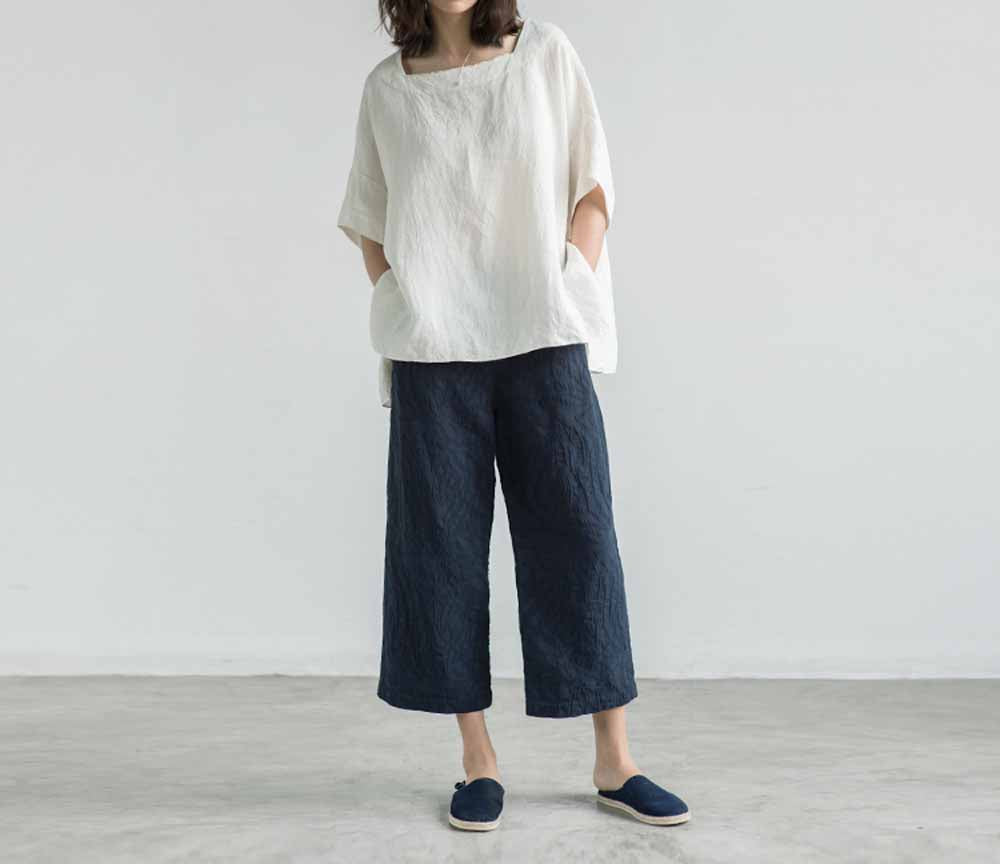 edoa Oversized Linen Summer Top