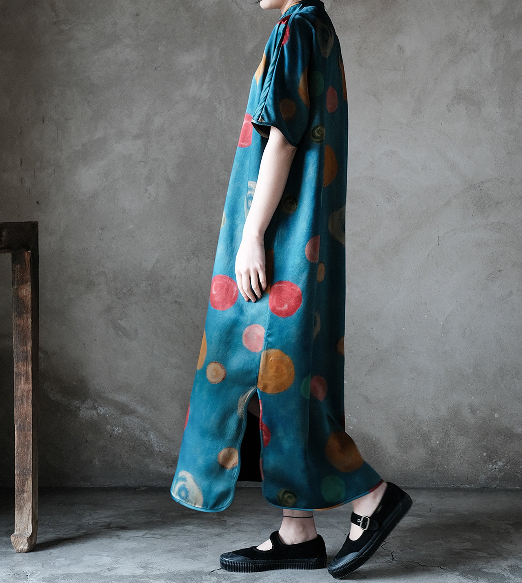Heavy Weight Printed Charmeuse Mud Silk Satin Modified Qipao Dress