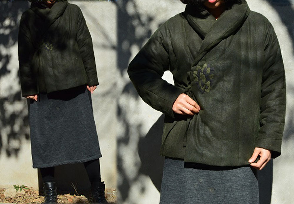 Winter Mud Tussah Silk Quilt Down Jacket ja0068 B08