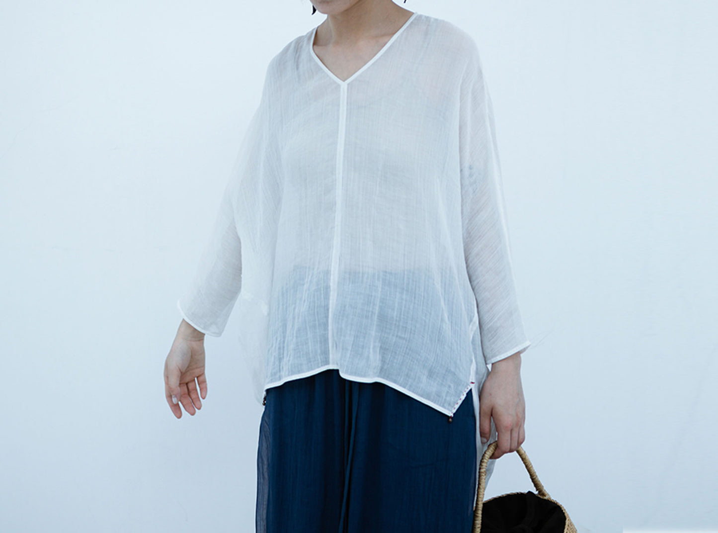 edoa Crumpled Ramie Smock
