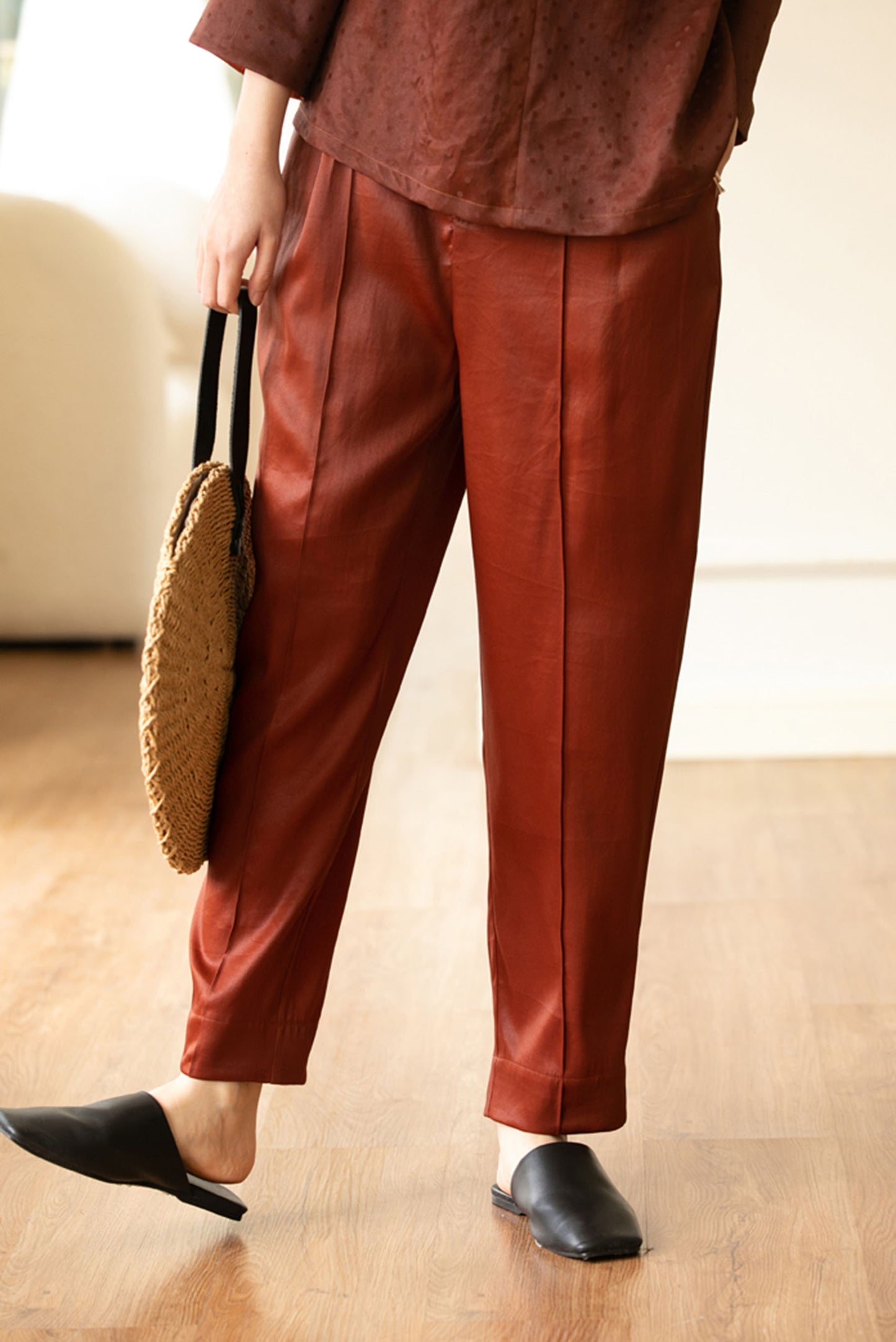 edoa Mud Silk Satin Pants