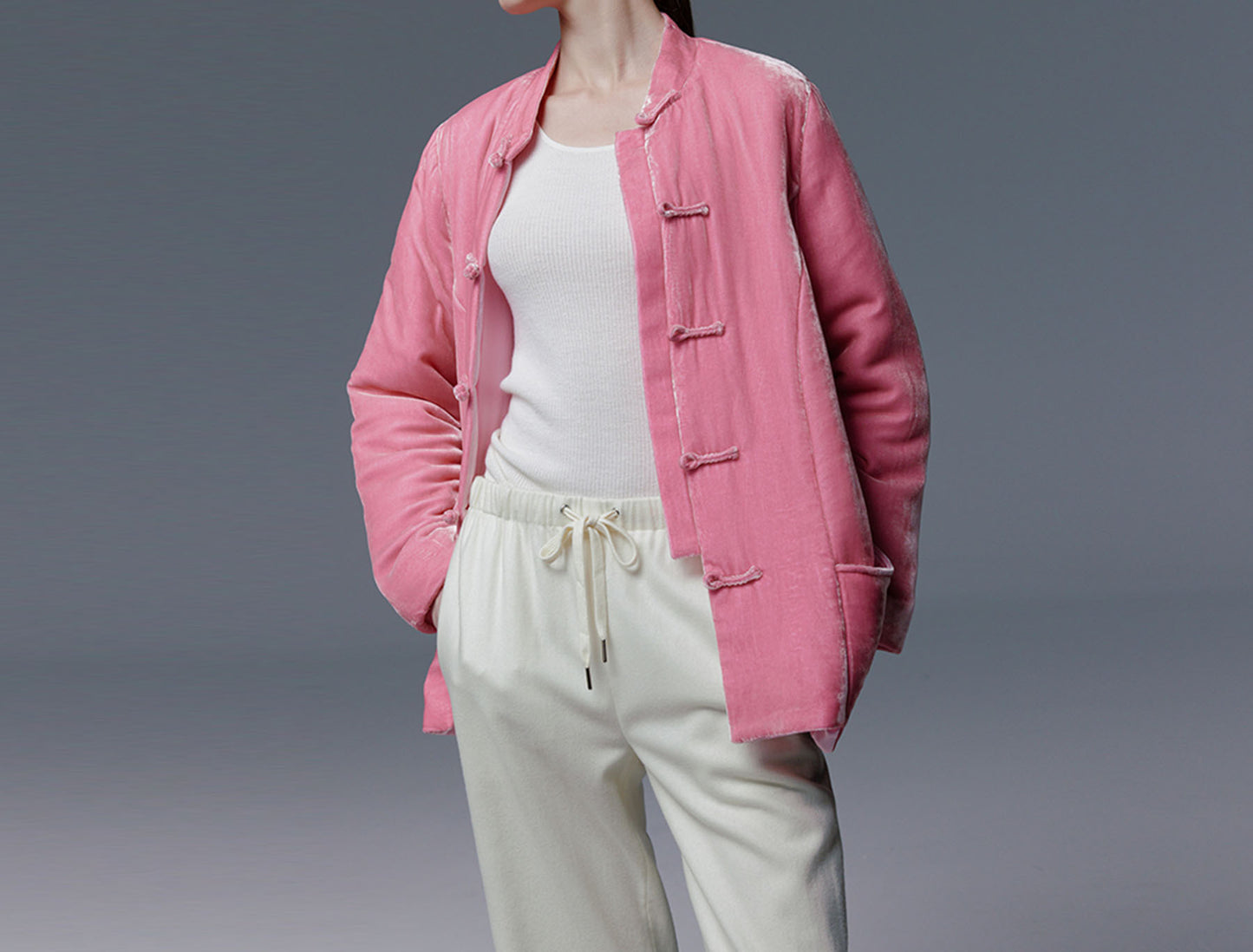edoa Silk Velvet Quilted Jacket
