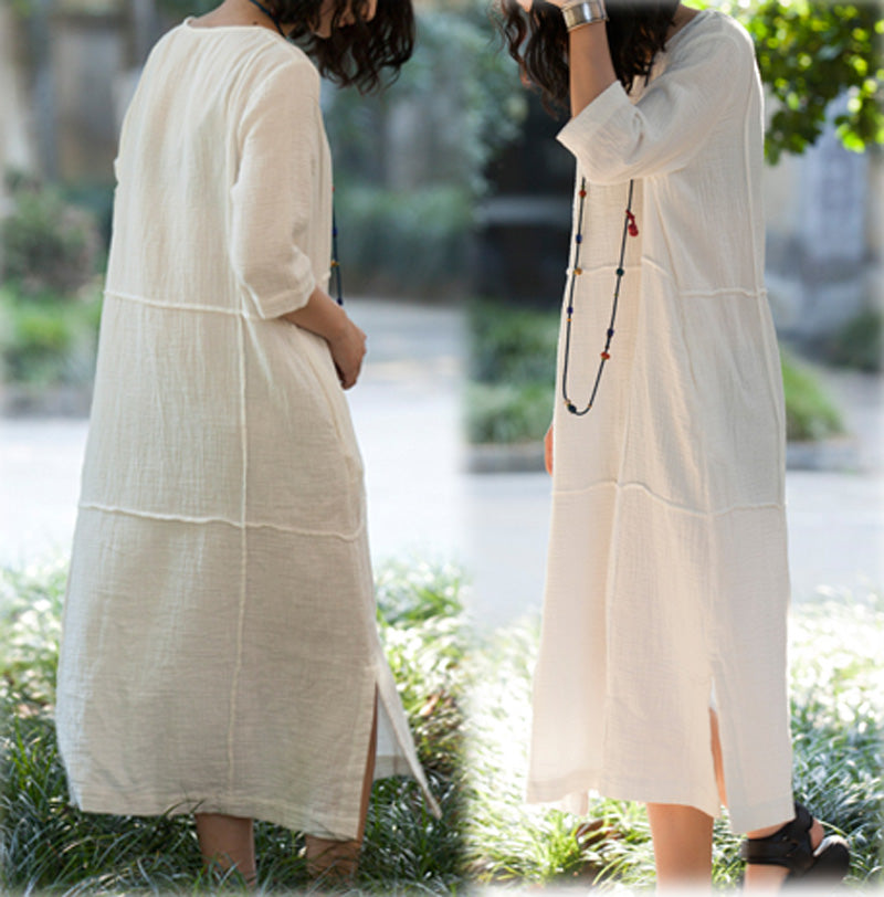 edoa Handmade Half Sleeve Layered Cotton Dress