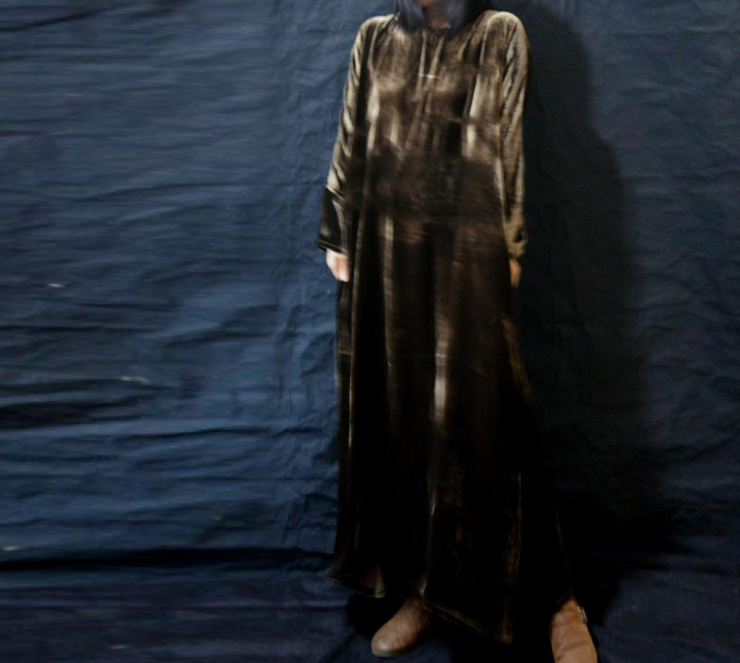 edoa Silk Velvet Long Dress