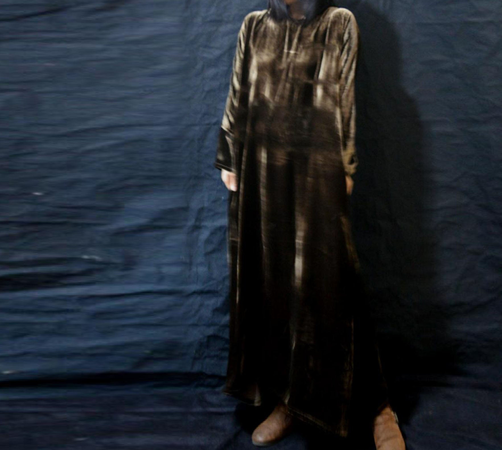 edoa Silk Velvet Long Dress