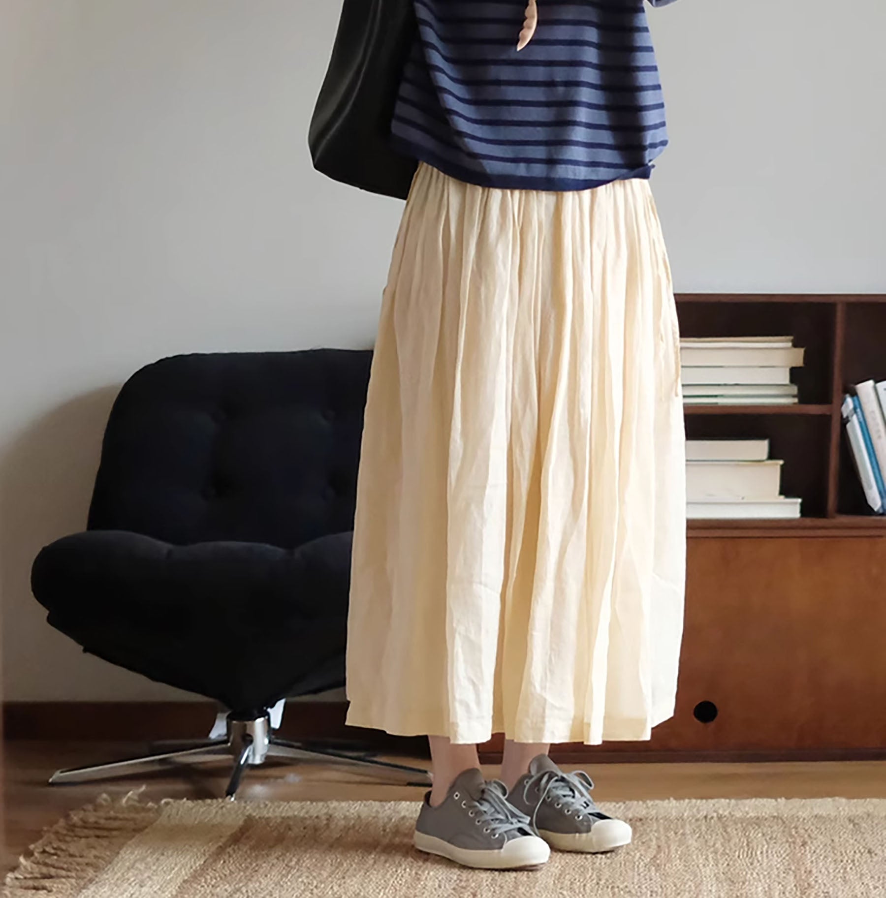 edoa Ramie Pleated Summer Skirt