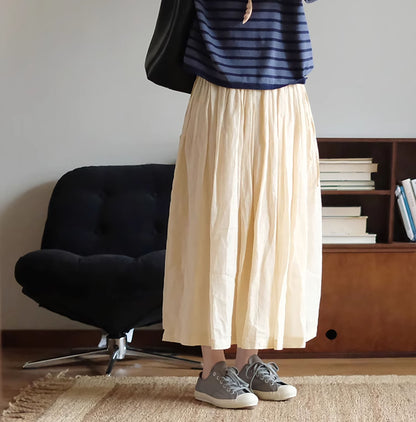 edoa Ramie Pleated Summer Skirt