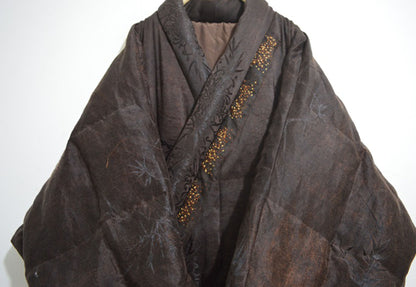 Mud Silk Linen Jacquard Goose Down Hanfu Coat co0185 X015