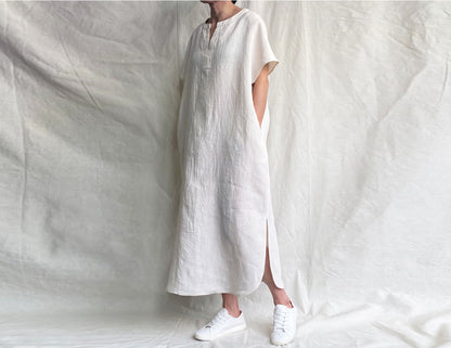 edoa Loose Linen Orient Tunic Dress