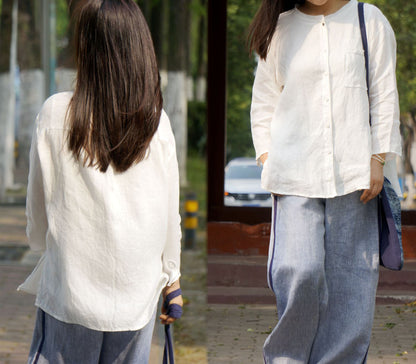 edoa High Count Thin Ramie Blouse