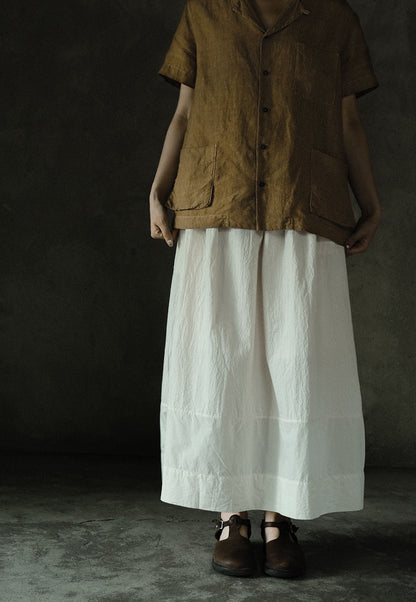 edoa Crinkled Paper Cotton Gathered Lantern Skirt 